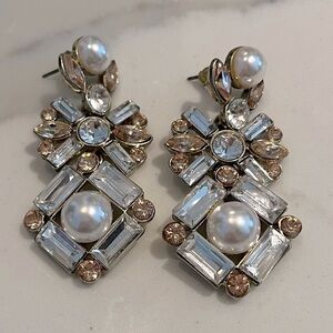 Elegant Pearl and Crystal Drop Earrings